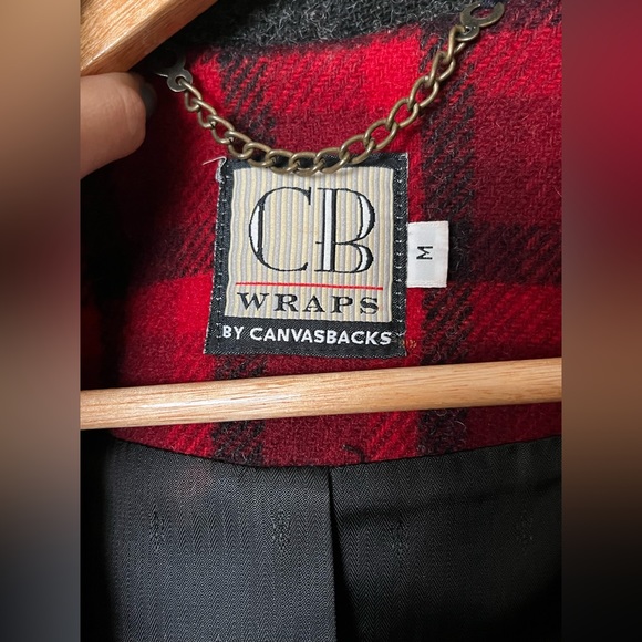 Vintage cb Wraps by Canvasbacks M Wool Plaid Multi Pattern Zip Jacket - Picture 5 of 7